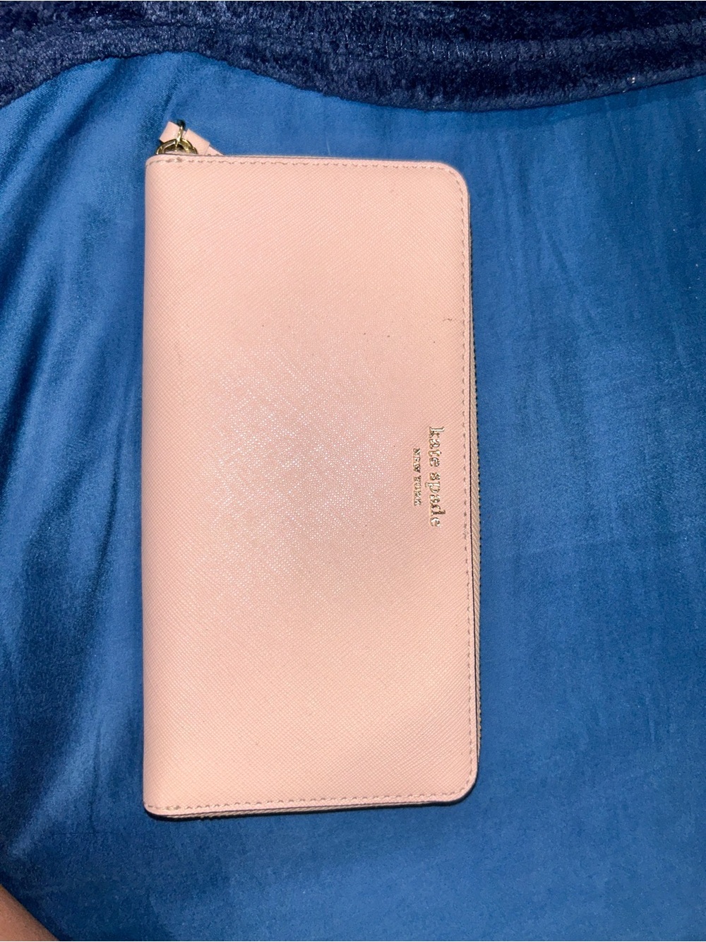 kate spade Pink Saffiano Zip-Around Wallet with Gold Logo